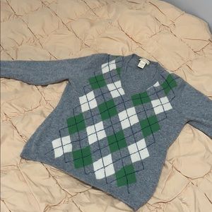 Ultra soft argyle cashmere sweater